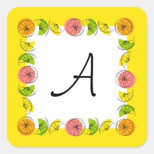 Citrus Square Yellow Monogram sticker square