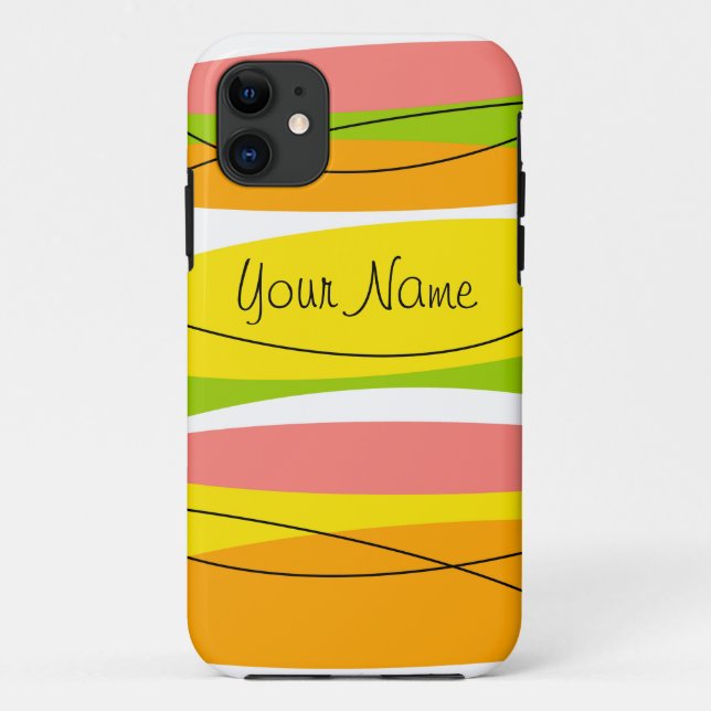 Citrus Stripe 'Name' iPhone case (Back)