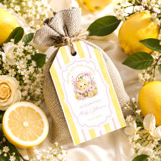 Citrus Stripes Baby Lemon Girl Thank You Gift Tag