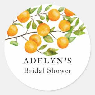 Citrus Summer Bridal Shower Favour Classic Round Sticker
