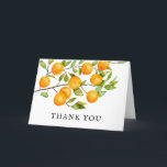 Citrus Summer Bridal Shower Thank You Card<br><div class="desc">Use this rustic citrus theme thank you card to thank the guests that attended your bridal or wedding shower. Watercolor illustration of orange fruit on a tree branch. Perfect for your summer party.</div>