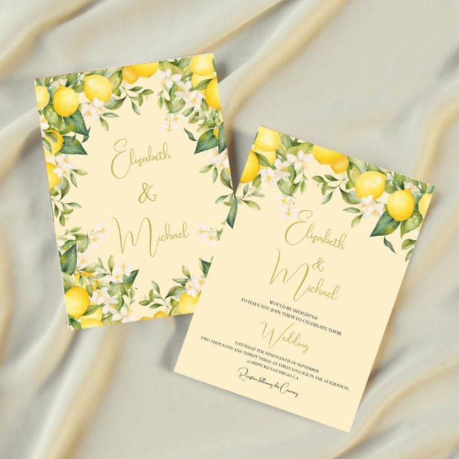 Citrus Summer Lemon Modern Wedding Invitation (Creator Uploaded)