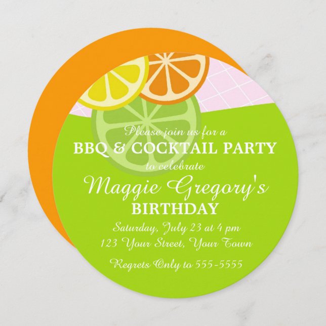 Citrus Summer Party Invitation (Front/Back)
