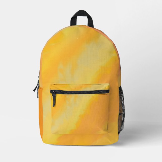Citrus Sunny Orange Watercolor Printed Backpack (Front)