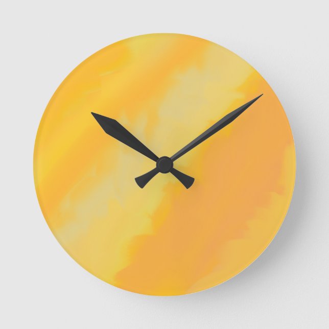 Citrus Sunny Orange Watercolor  Round Clock (Front)