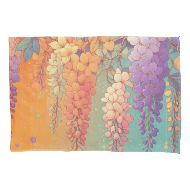 Citrus Sunset Wisteria Pillowcase (Front-Left)
