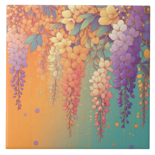 Citrus Sunset Wisteria Tile (Front)