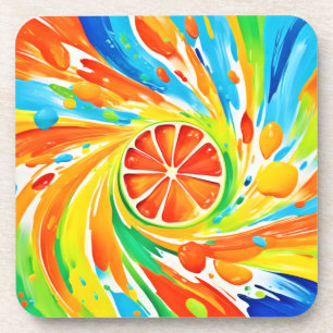 Citrus swirling Splash Design Coaster