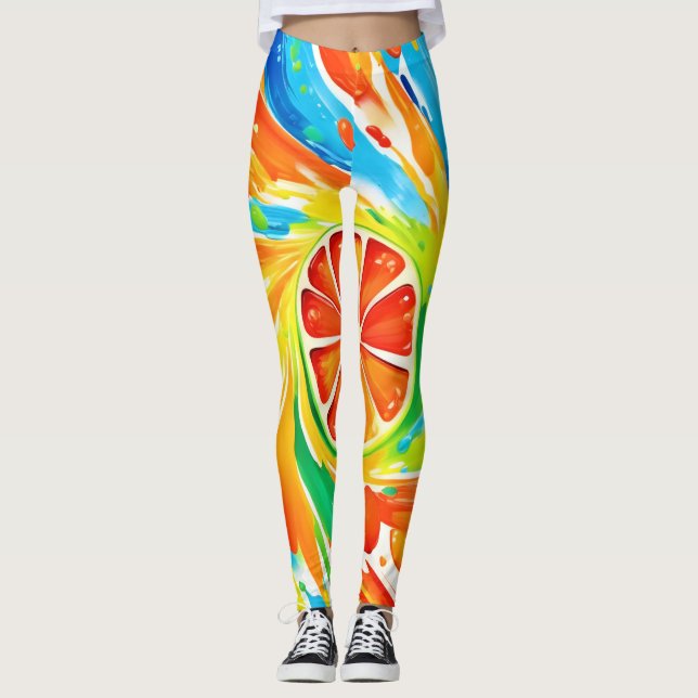 Citrus swirling Splash Design Leggings (Front)