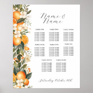 Citrus Table 8 Seating Wedding Floral Oranges Poster