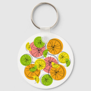 Citrus text back aluminium circle double-sided key ring