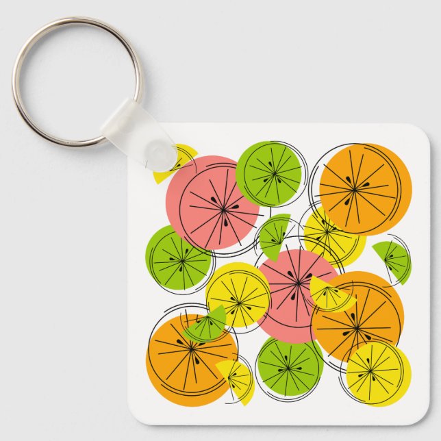 Citrus text back aluminium square double-sided key ring (Front)