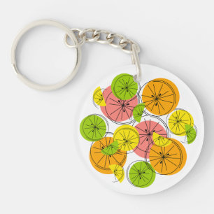 Citrus Text keychain circle double-sided
