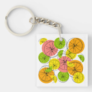 Citrus Text keychain square double-sided
