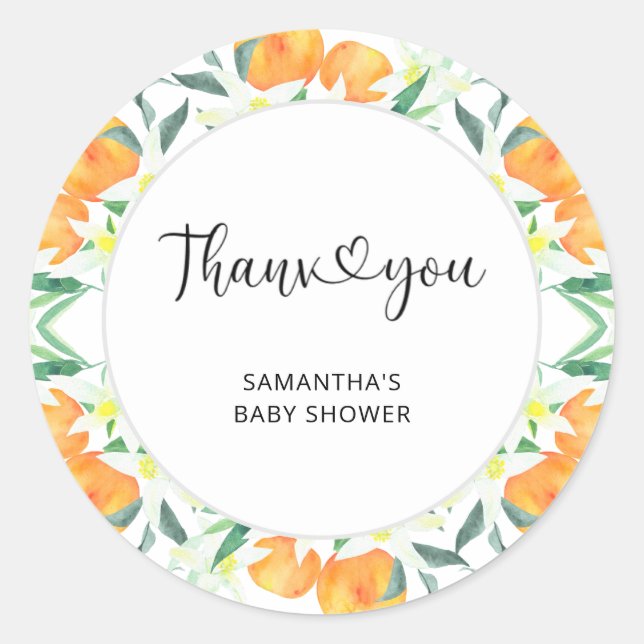 Citrus thank you classic round sticker (Front)