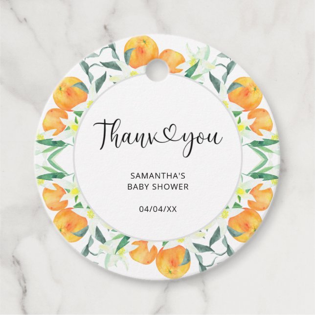 Citrus thank you  favour tags (Front)
