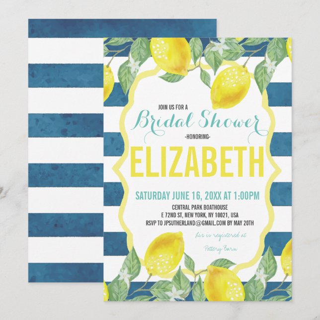 Citrus Themed Bridal Shower Invitation (Front/Back)