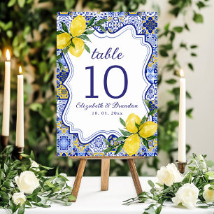 Citrus & Tile Mediterranean Wedding Celebration Table Number