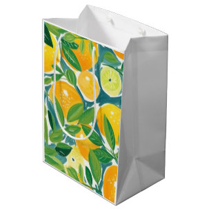 Citrus Tree Artisan Lemons Oranges Limes Colorful Medium Gift Bag