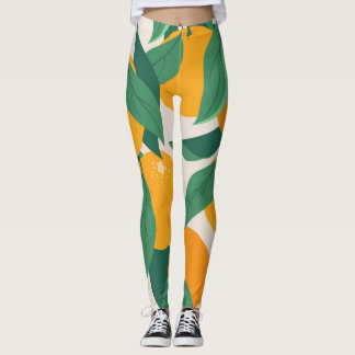 Citrus Tree: Summer Hand Drawn Leggings