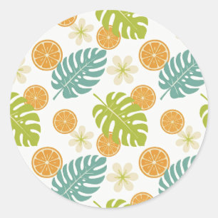 Citrus Tropical Classic Round Sticker