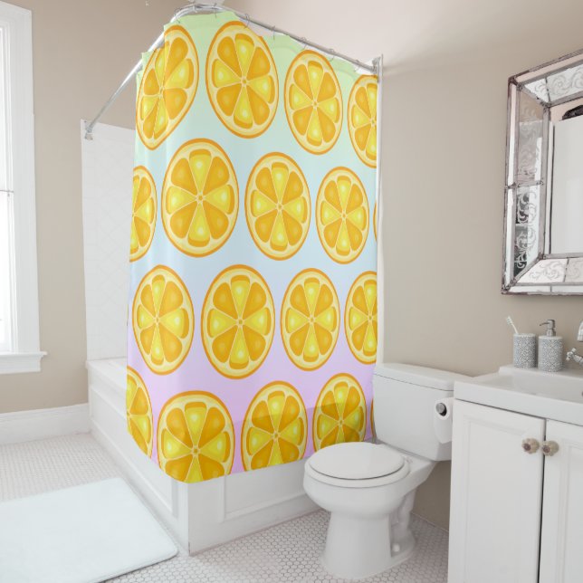 Citrus TROPICAL SUMMER FRUIT Orange lemons Slice Shower Curtain (In Situ)