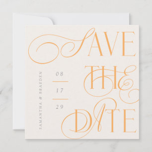 Citrus Twist Modern Calligraphy Save The Date Card
