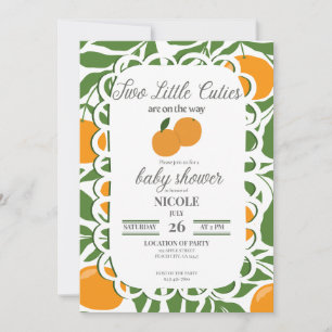 Citrus Two Little Cuties Twin Baby Shower Invite