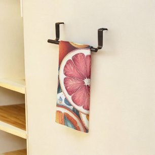 Citrus Vibrant Lemon & Orange Watercolor Floral  Tea Towel