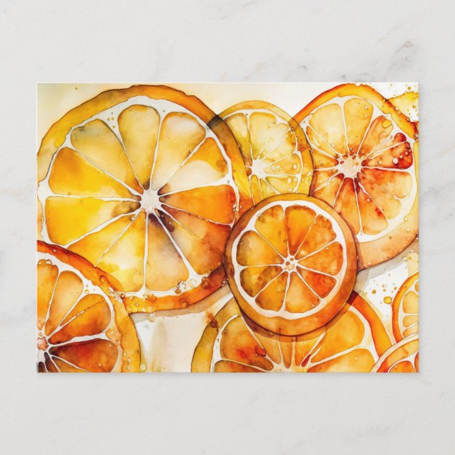 Citrus Watercolor Alcohol Ink Postcard (Front)