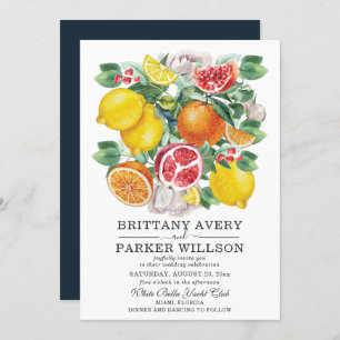 Citrus Watercolor Botanical Wedding Invitation