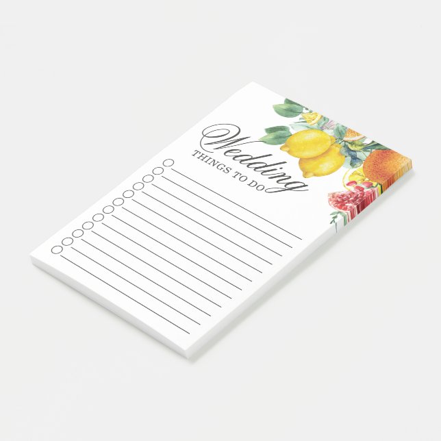 Citrus Watercolor Botanical Wedding Post-it Notes (Angled)