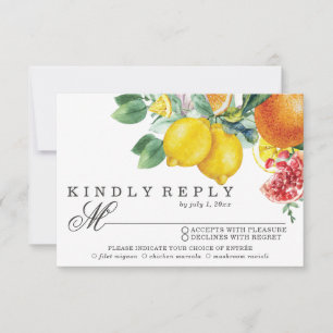Citrus Watercolor Botanical Wedding RSVP Card