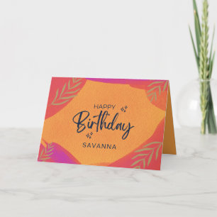 Citrus Watercolor Chic Happy Birthday Custom Name Card