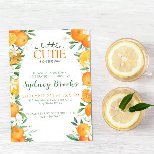 Citrus Watercolor Cutie On the Way Baby Shower Invitation