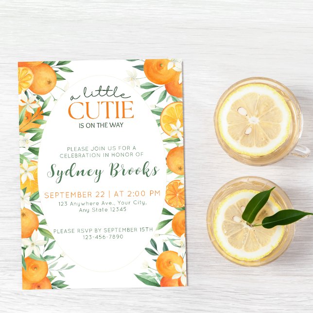Citrus Watercolor Cutie On the Way Baby Shower Invitation (Creator Uploaded)