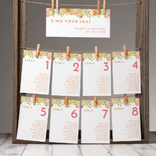 Citrus Watercolor Hanging Seating Chart Card