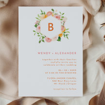 Citrus Watercolor Monogram Wedding