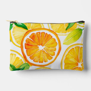 Citrus Watercolor Oranges & Lemons  Accessory Pouch