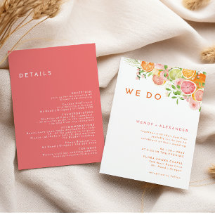 Citrus Watercolor We Do All in One Wedding Invitation