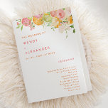 Citrus Watercolor Wedding Folded Programme<br><div class="desc">Elevate your wedding with our vibrant Citrus Watercolor Wedding Folded Program Design, where every detail bursts with tropical charm and colourful joy. Immerse yourself in the refreshing beauty of white backgrounds adorned with lively watercolor graphics featuring oranges, limes, pink grapefruits, and delicate pink flowers intertwined with lush greenery. The typographic...</div>