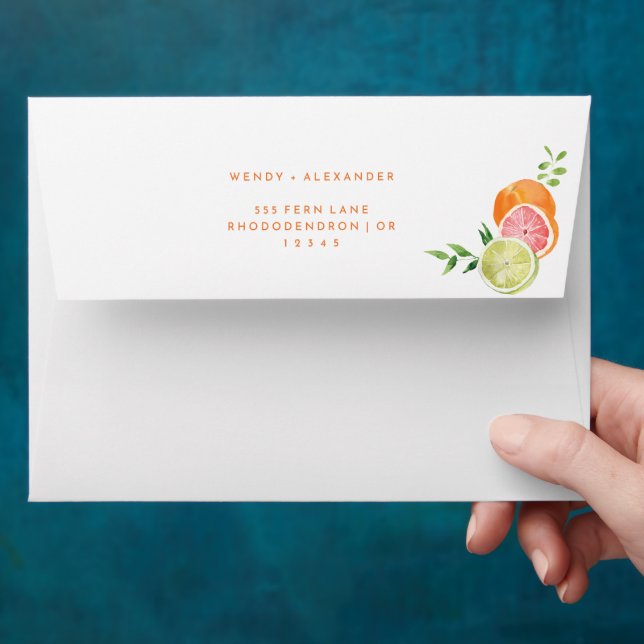 Citrus Watercolor Wedding Mailing Envelope (Hand)