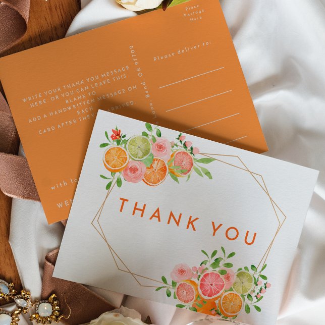 Citrus Watercolor Wedding Thank You Postcard (Creator Uploaded)