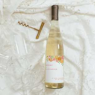 Citrus Watercolor Wedding Wine Label