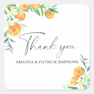Citrus - Wedding Thank You Square Sticker