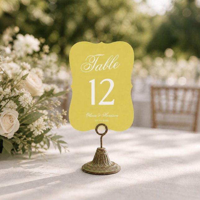 Citrus Wedding Yellow Die Cut Table Number (Creator Uploaded)