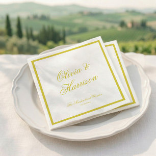 Citrus Wedding Yellow Elegant Script Napkin
