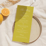 Citrus Wedding Yellow Tall Elegant Menu Card<br><div class="desc">Citrus wedding trend meets tall menu cards for a summer celebration, featuring a refined, elongated design in a quiet luxury, minimalist luxury aesthetic perfect for modern couples. Inspired by Old Money elegance, Italian lemon weddings, and Mediterranean lifestyle charm, this piece blends chateau wedding sophistication with a garden party aesthetic, creating...</div>