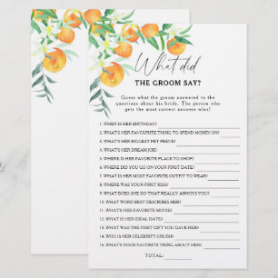 Citrus - What did the groom say bridal game
