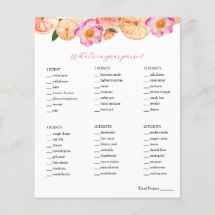 Citrus What's in Your Purse Bridal Shower Game 